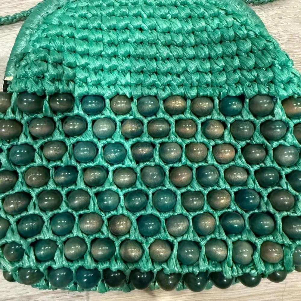 Vintage Japanese Green Beaded Purse